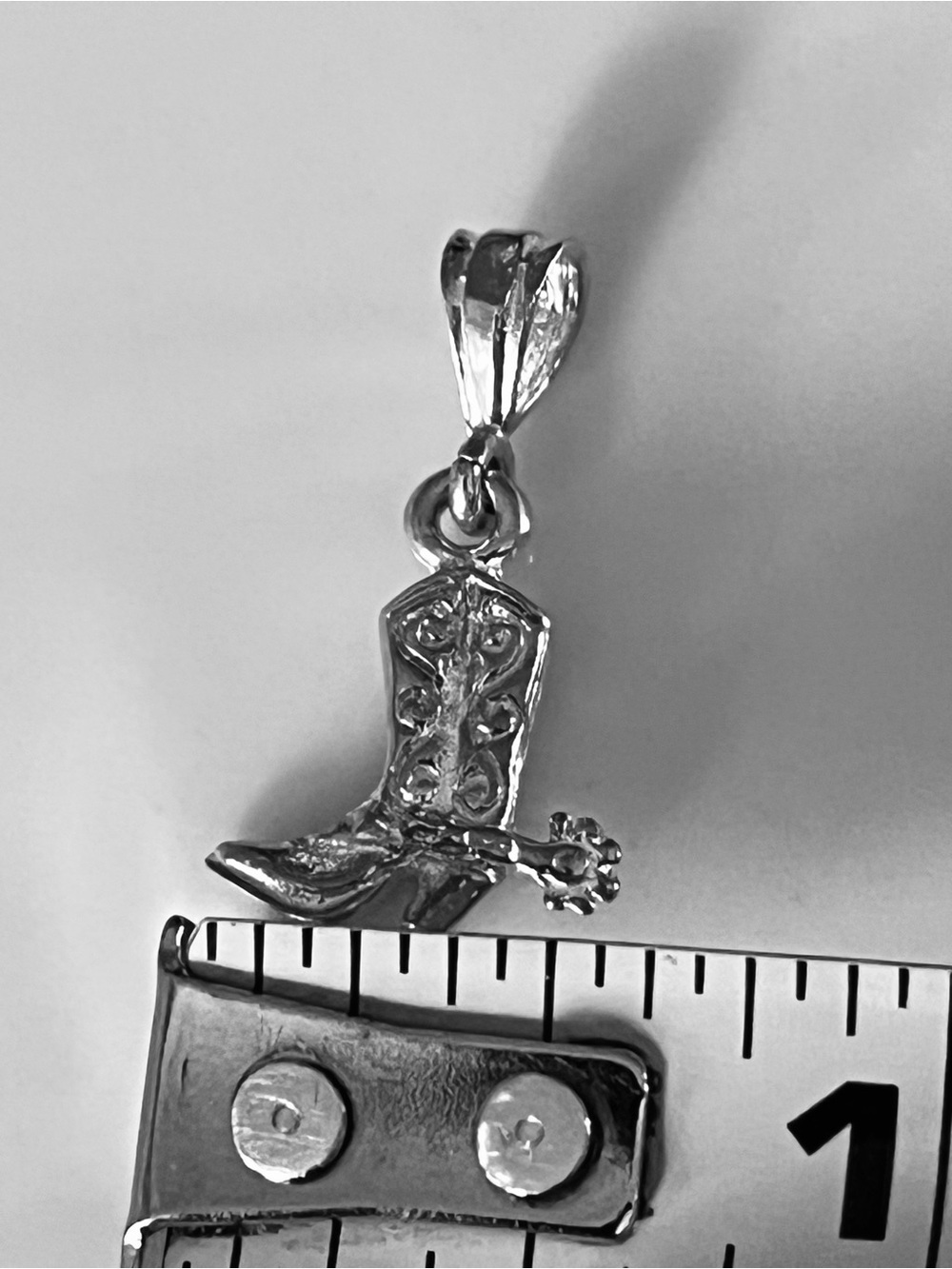 Sterling Silver Cowboy Boot Pendant Necklace Charm - Picture 7 of 10